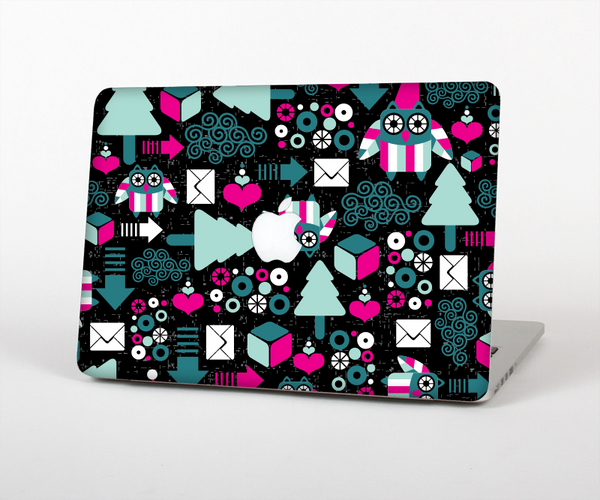 The Pink & Teal Owl Collaged Vector Shapes Skin Set for the Apple MacBook Pro 15" with Retina Display