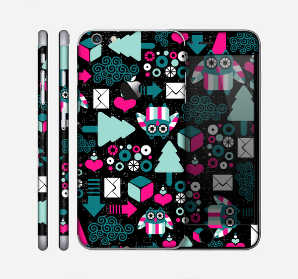 The Pink & Teal Owl Collaged Vector Shapes Skin for the Apple iPhone 6 Plus