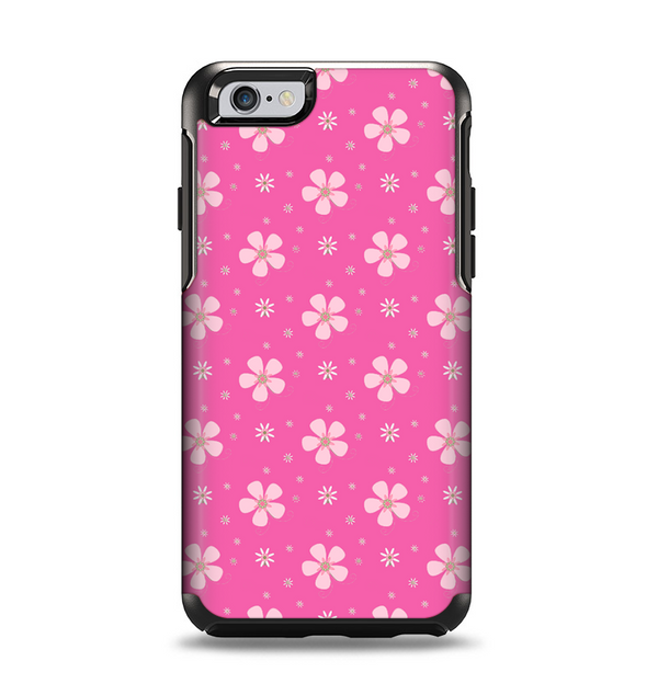 The Pink & Tiny White Floral Pattern Apple iPhone 6 Otterbox Symmetry Case Skin Set