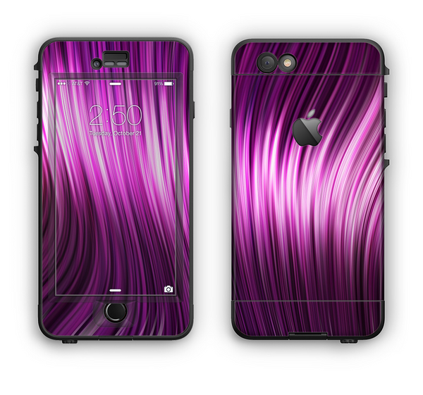 The Pink Vector Swirly HD Strands Apple iPhone 6 Plus LifeProof Nuud Case Skin Set