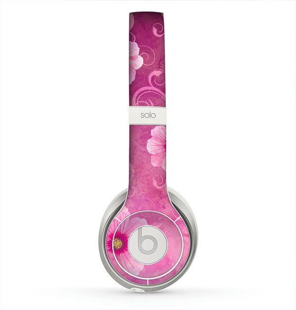 The Pink Vintage Flowers with Swirls Skin for the Beats by Dre Solo 2 Headphones