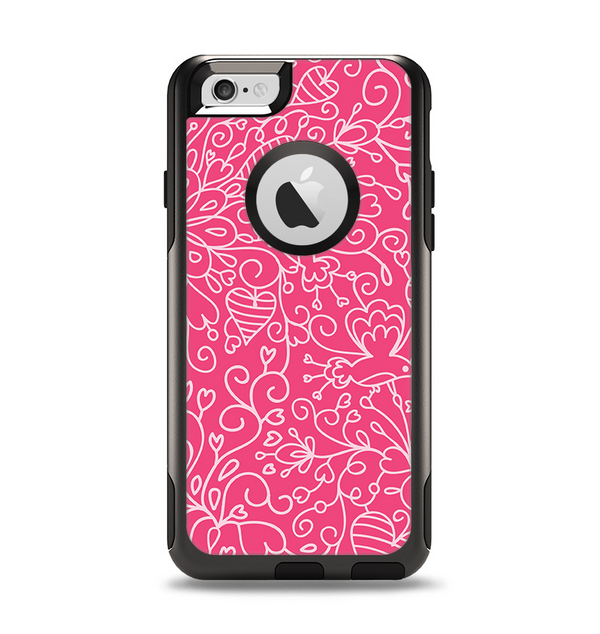 The Pink & White Abstract Illustration V3 Apple iPhone 6 Otterbox Commuter Case Skin Set
