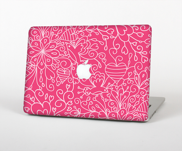 The Pink & White Abstract Illustration V3 Skin Set for the Apple MacBook Pro 13" with Retina Display