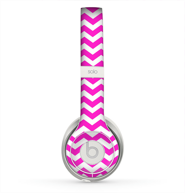 The Pink & White Chevron Pattern Skin for the Beats by Dre Solo 2 Headphones