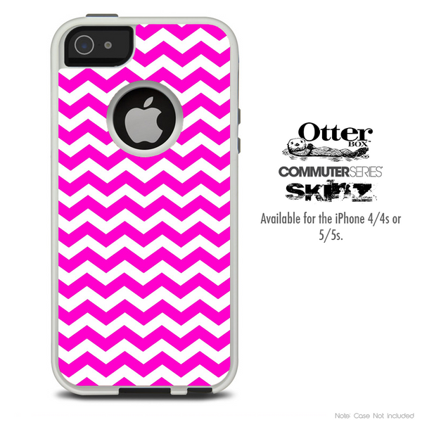 The Pink & White Chevron Skin For The iPhone 4-4s or 5-5s Otterbox Commuter Case