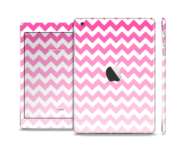The Pink & White Ombre Chevron Pattern Skin Set for the Apple iPad Mini 4
