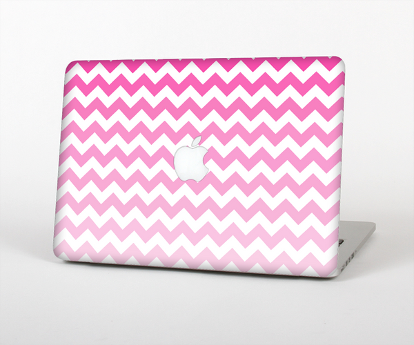 The Pink & White Ombre Chevron Pattern Skin Set for the Apple MacBook Pro 15" with Retina Display