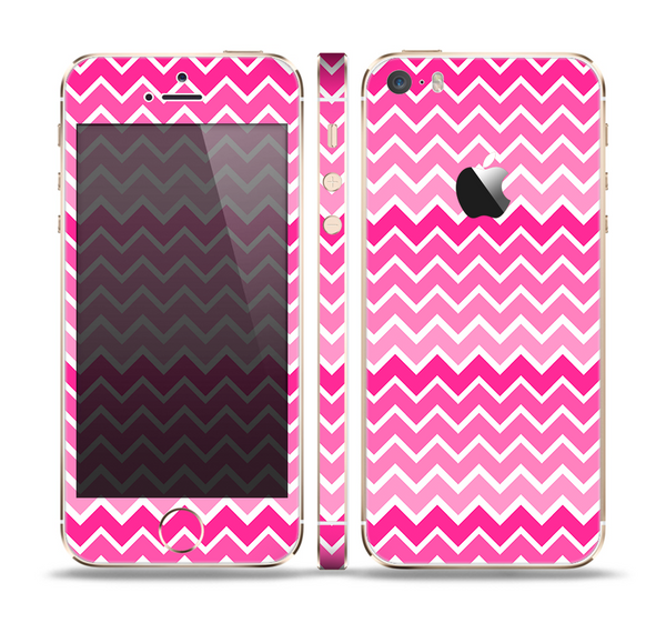 The Pink & White Ombre Chevron V2 Pattern Skin Set for the Apple iPhone 5s