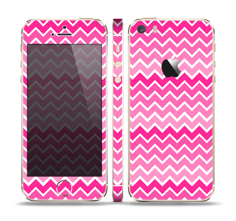The Pink & White Ombre Chevron V2 Pattern Skin Set for the Apple iPhone 5s