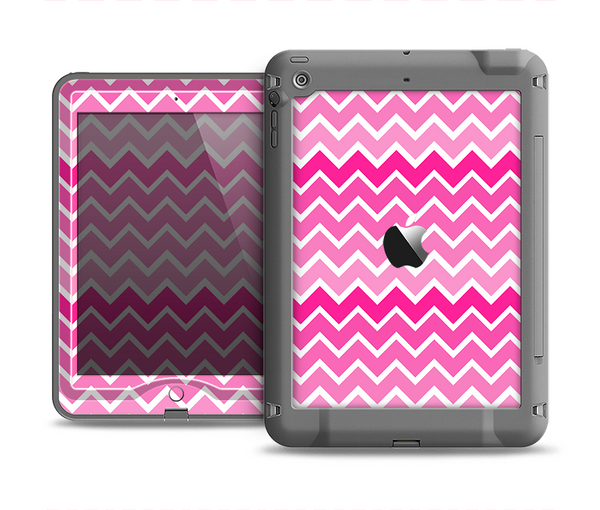 The Pink & White Ombre Chevron V2 Pattern Apple iPad Air LifeProof Nuud Case Skin Set