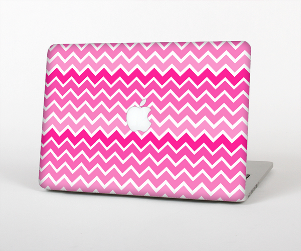 The Pink & White Ombre Chevron V2 Pattern Skin Set for the Apple MacBook Pro 13" with Retina Display