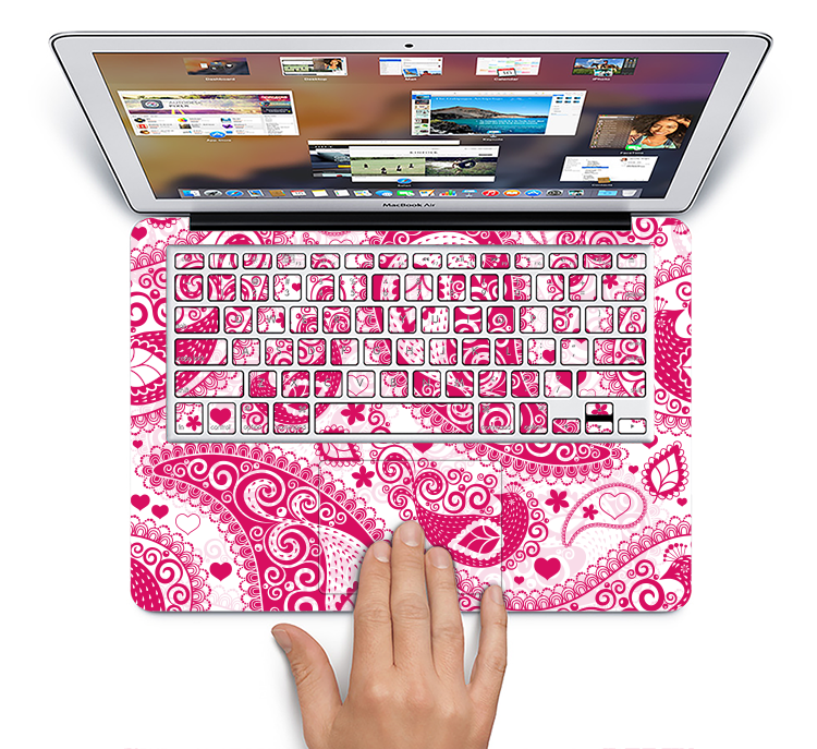 The Pink & White Paisley Pattern V421 Skin Set for the Apple MacBook Pro 15" with Retina Display