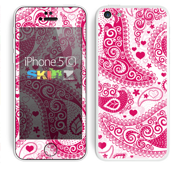 The Pink & White Paisley Pattern V421 Skin for the Apple iPhone 5c
