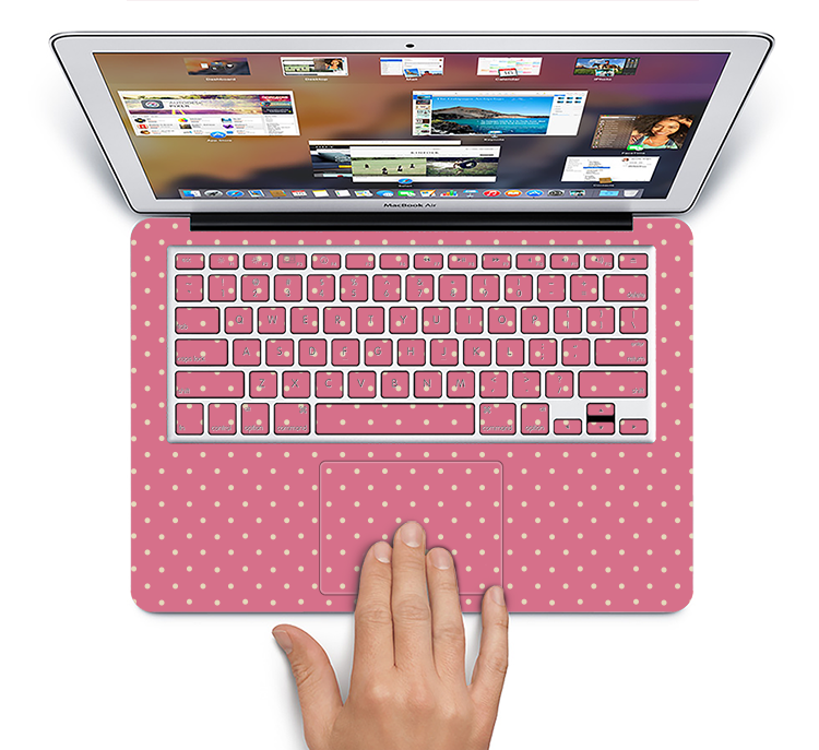 The Pink & White Polka Dot Pattern V4 Skin Set for the Apple MacBook Pro 15" with Retina Display