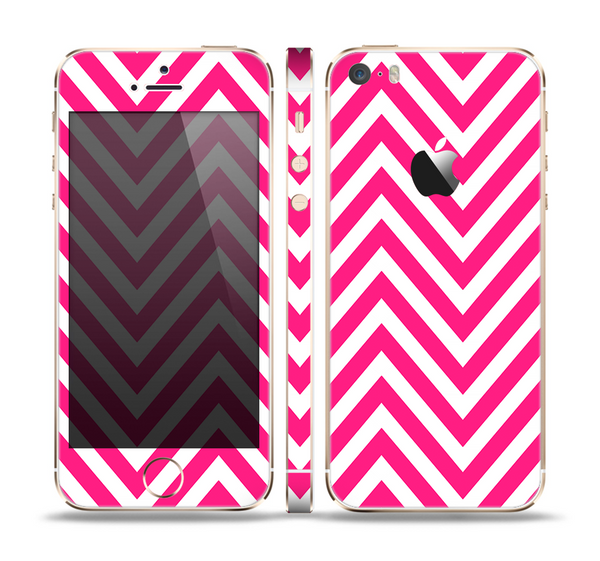 The Pink & White Sharp Chevron Pattern Skin Set for the Apple iPhone 5s