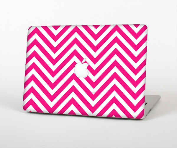 The Pink & White Sharp Chevron Pattern Skin Set for the Apple MacBook Pro 13" with Retina Display