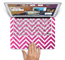 The Pink & White Sharp Glitter Print Chevron Skin Set for the Apple MacBook Pro 15" with Retina Display