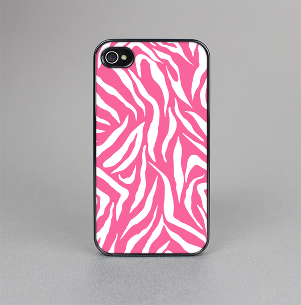 The Pink & White Vector Zebra Print Skin-Sert for the Apple iPhone 4-4s Skin-Sert Case