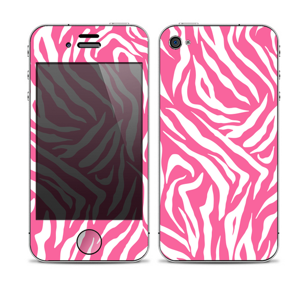 The Pink & White Vector Zebra Print Skin for the Apple iPhone 4-4s