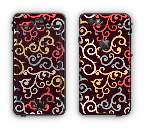 The Pink, Yellow and Blue Vector Swirls Apple iPhone 6 Plus LifeProof Nuud Case Skin Set