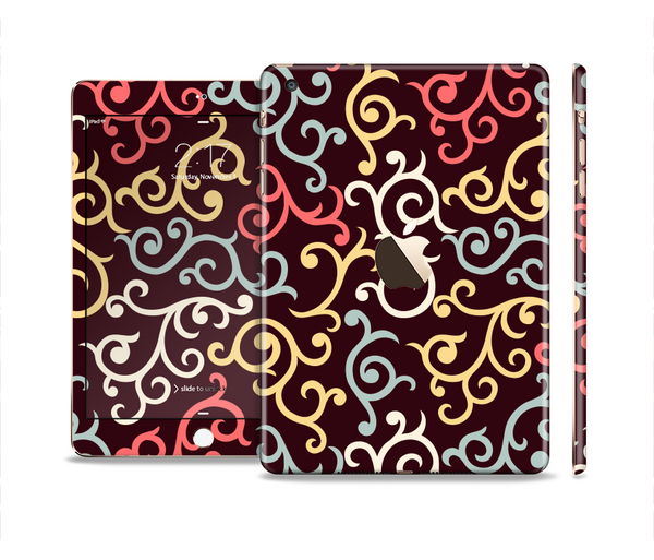 The Pink, Yellow and Blue Vector Swirls Full Body Skin Set for the Apple iPad Mini 3