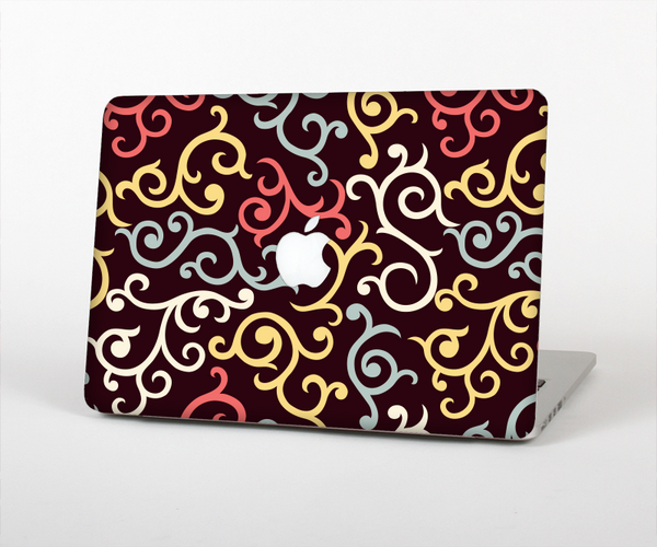 The Pink, Yellow and Blue Vector Swirls Skin Set for the Apple MacBook Pro 13" with Retina Display