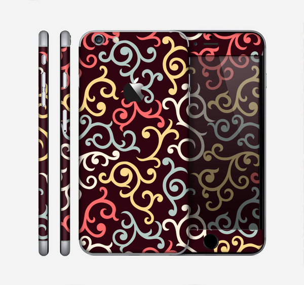 The Pink, Yellow and Blue Vector Swirls Skin for the Apple iPhone 6 Plus