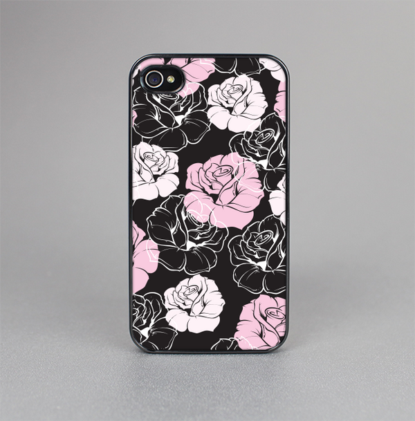 The Pink and Black Rose Pattern V3 Skin-Sert for the Apple iPhone 4-4s Skin-Sert Case