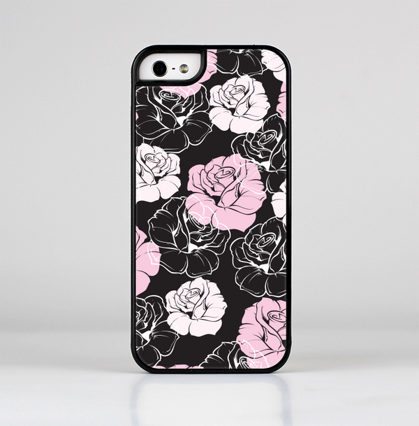 The Pink and Black Rose Pattern V3 Skin-Sert for the Apple iPhone 5-5s Skin-Sert Case