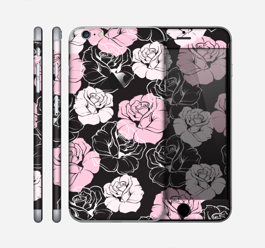 The Pink and Black Rose Pattern V3 Skin for the Apple iPhone 6 Plus