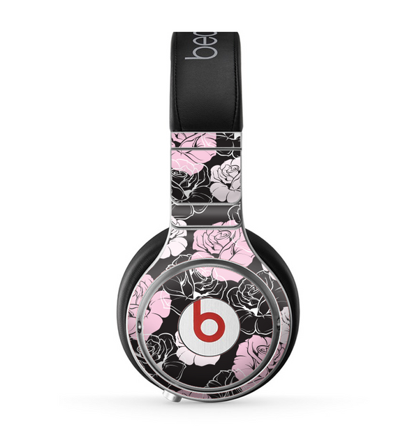 The Pink and Black Rose Pattern V3 Skin for the Beats by Dre Pro Headphones