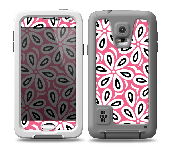 The Pink and Black Vector Floral Pattern Skin Samsung Galaxy S5 frē LifeProof Case