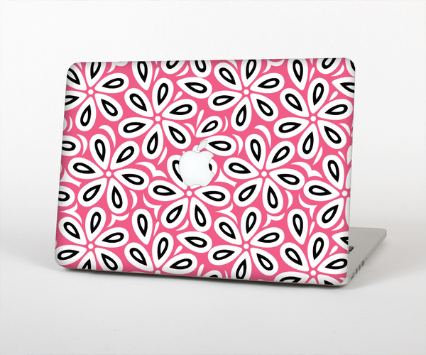 The Pink and Black Vector Floral Pattern Skin Set for the Apple MacBook Pro 13" with Retina Display