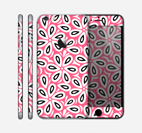 The Pink and Black Vector Floral Pattern Skin for the Apple iPhone 6 Plus