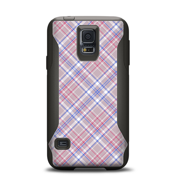 The Pink and Blue Layered Plaid Pattern V4 Samsung Galaxy S5 Otterbox Commuter Case Skin Set
