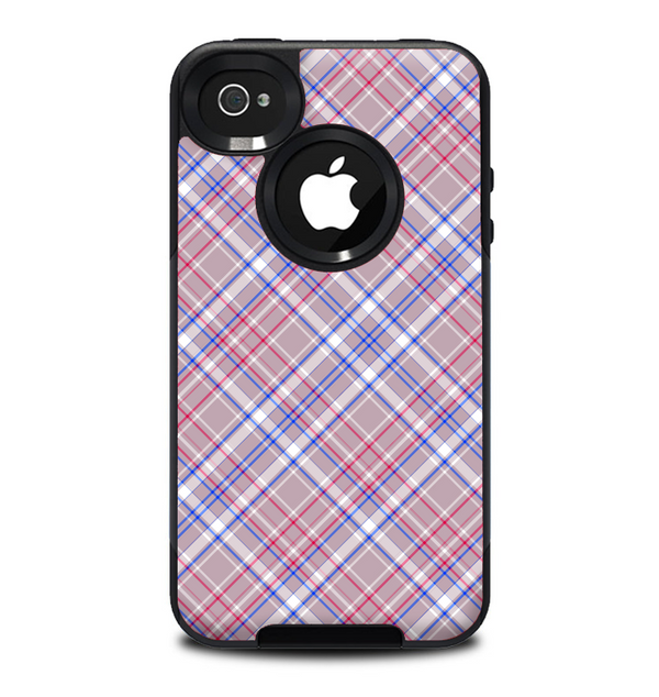 The Pink and Blue Layered Plaid Pattern V4 Skin for the iPhone 4-4s OtterBox Commuter Case