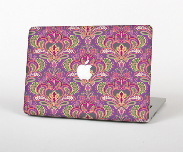 The Pink and Green Paisley Seamless Pattern Skin Set for the Apple MacBook Pro 13" with Retina Display