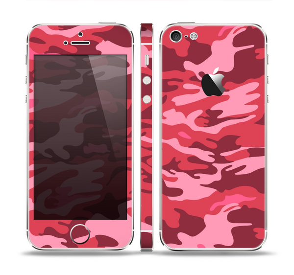 The Pink and Red Tradtional Camouflage Skin Set for the Apple iPhone 5