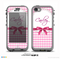 The Pink and White Plaid with Lace and Ribbon Name Script Skin for the iPhone 5c nüüd LifeProof Case