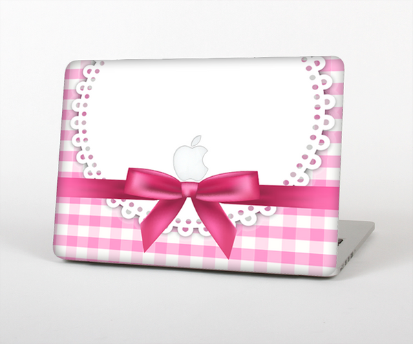 The Pink and White Plaid with Lace and Ribbon Skin Set for the Apple MacBook Pro 15" with Retina Display
