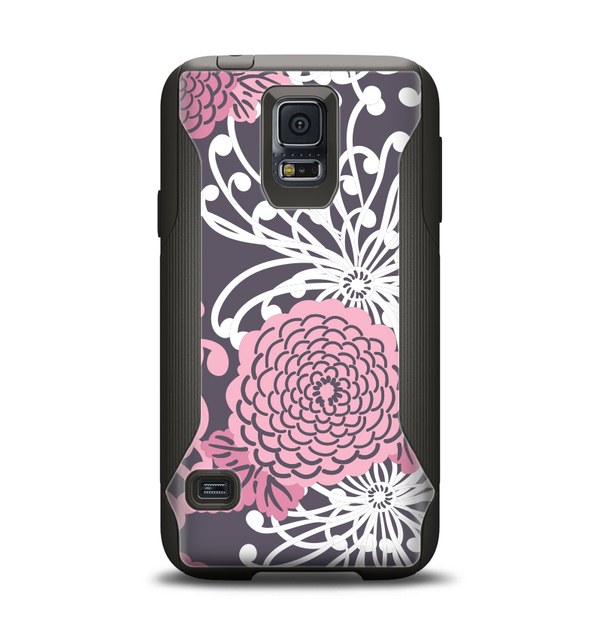 The Pink and White Solid Flowers Samsung Galaxy S5 Otterbox Commuter Case Skin Set