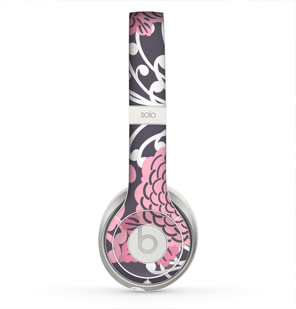 The Pink and White Solid Flowers Skin for the Beats by Dre Solo 2 Headphones