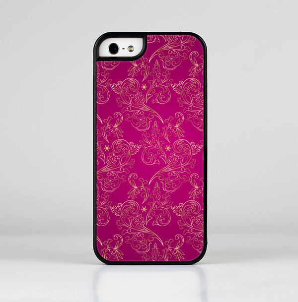 The Pink and Yellow Floral Vine Pattern Skin-Sert for the Apple iPhone 5-5s Skin-Sert Case