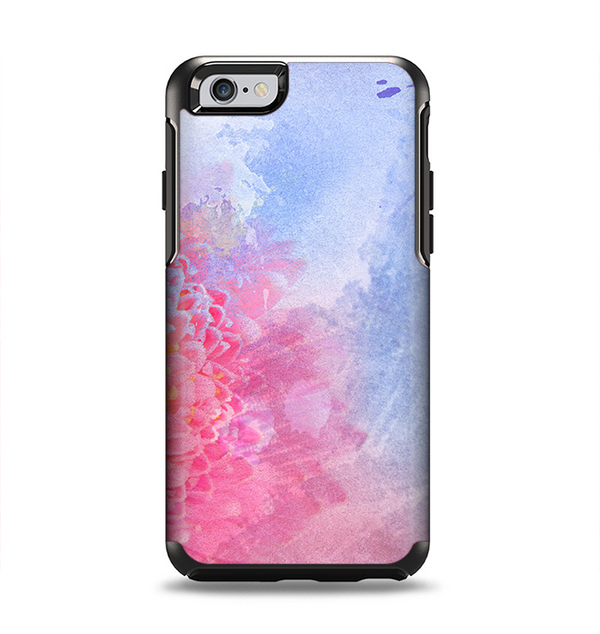 The Pink to Blue Faded Color Floral Apple iPhone 6 Otterbox Symmetry Case Skin Set