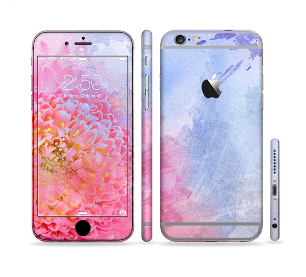 The Pink to Blue Faded Color Floral Sectioned Skin Series for the Apple iPhone 6s