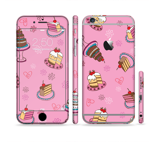 The Pink with Yummy Cakes Sectioned Skin Series for the Apple iPhone 6s