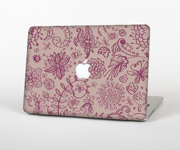 The Puprle and Light Pink Sketched Lace Patterns v21 Skin Set for the Apple MacBook Pro 15" with Retina Display