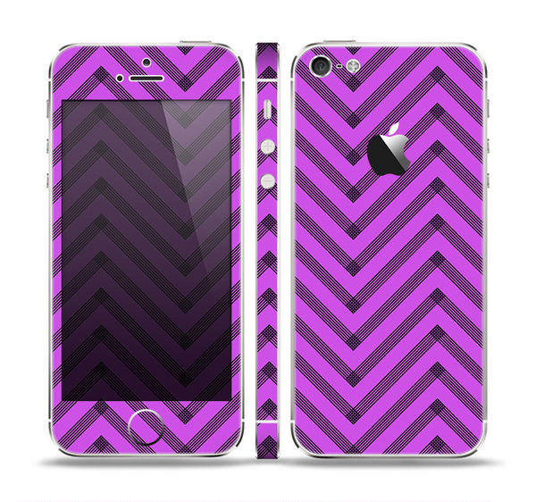 The Purple & Black Sketch Chevron Skin Set for the Apple iPhone 5
