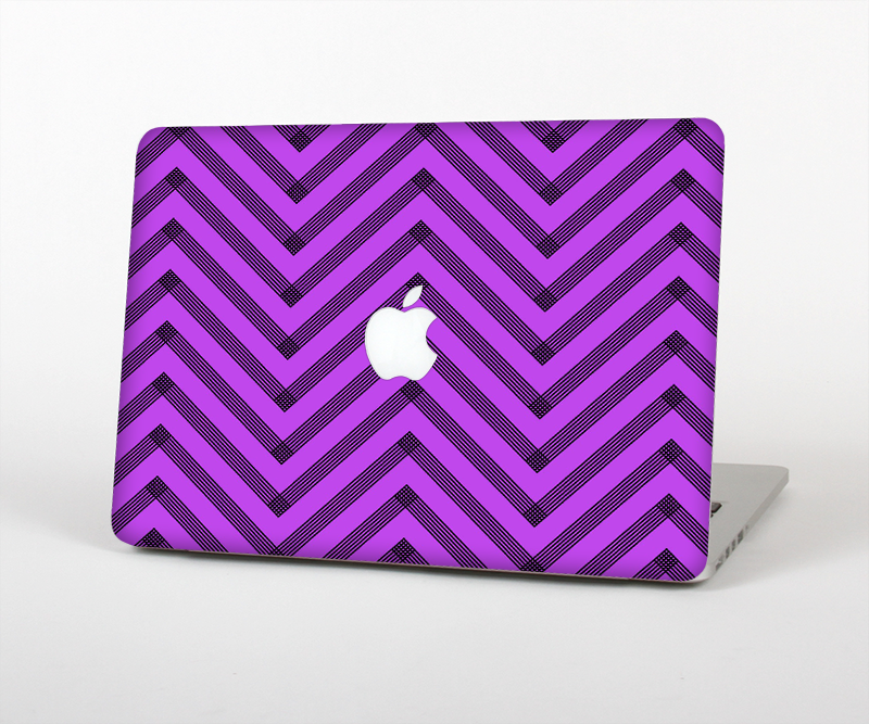 The Purple & Black Sketch Chevron Skin Set for the Apple MacBook Pro 13" with Retina Display