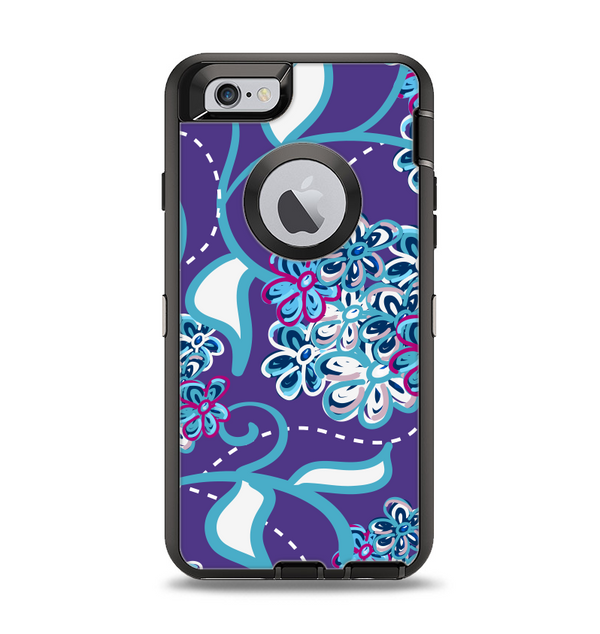 The Purple & Blue Vector Floral Design Apple iPhone 6 Otterbox Defender Case Skin Set